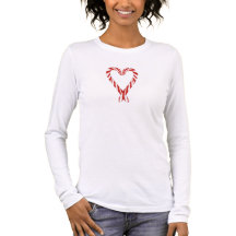 Airbrushed Candy Cane Heart Long Sleeve Tee