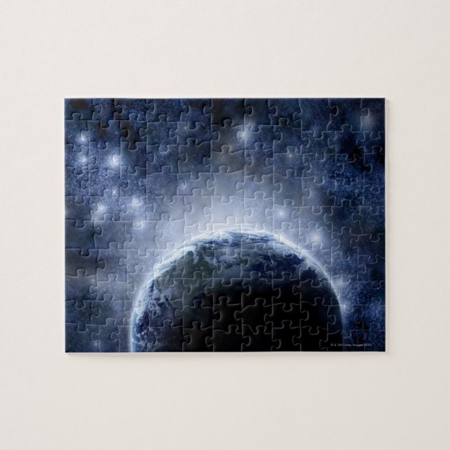 Airbrushed night sky full of stars around planet jigsaw puzzle (Horizontal)
