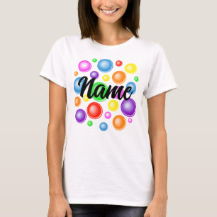 Airbrushed Personalized name with rainbow bubbles T-Shirt
