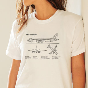 Airbus A320 - Aeroplane Blueprint Drawing Plans BD T-Shirt