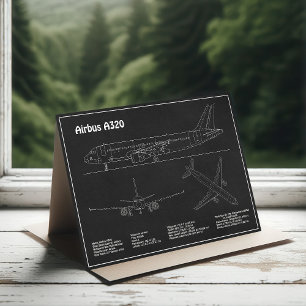 Airbus A320 - Aeroplane Blueprint Drawing Plans PD Thank You Card
