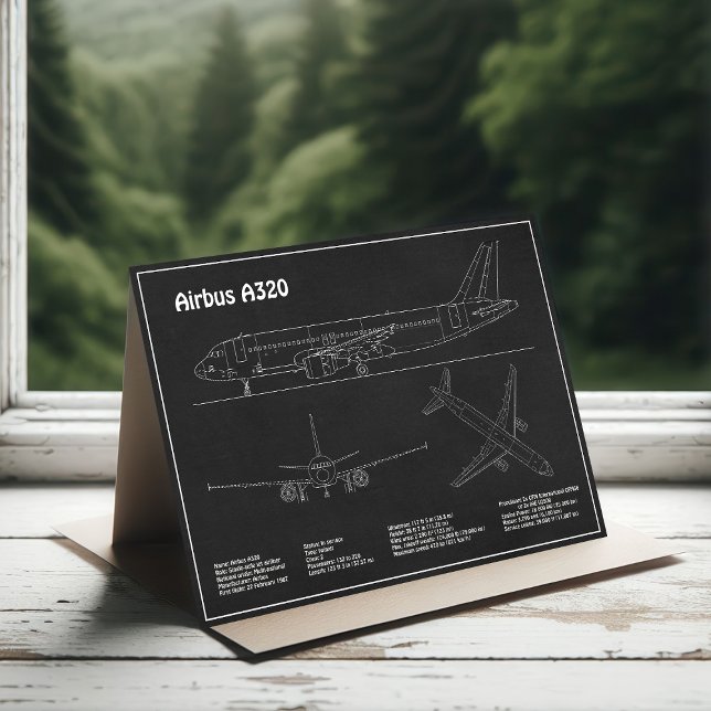 Airbus A320 - Aeroplane Blueprint Drawing Plans PD Thank You Card (Creator Uploaded)