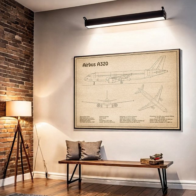 Airbus A320 - Aeroplane Blueprint Drawing Plans SD Poster (Creator Uploaded)