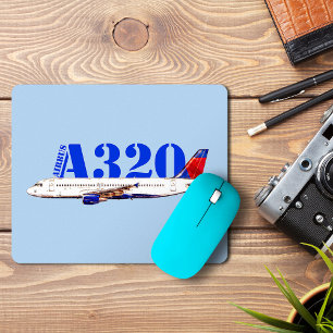 Airbus a320 Aeroplane Watercolor drawing Mouse Pad