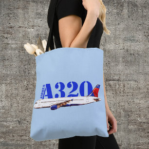 Airbus a320 Aeroplane Watercolor drawing Tote Bag