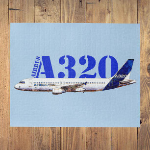 Airbus A320 Aircraft Watercolor drawing Profile Jigsaw Puzzle