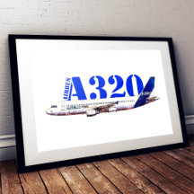 Airbus A320 Aircraft Watercolor drawing Profile