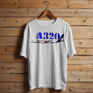 Airbus A320 Aircraft Watercolor drawing Profile T-Shirt