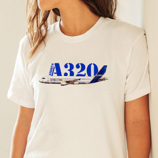 Airbus A320 Aircraft Watercolor drawing Profile T-Shirt