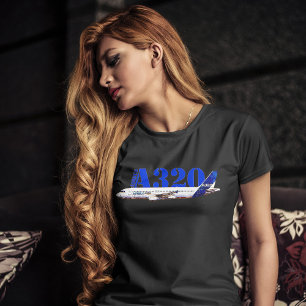 Airbus A320 Aircraft Watercolor drawing Profile T-Shirt