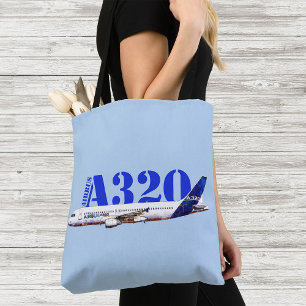 Airbus A320 Aircraft Watercolor drawing Profile Tote Bag