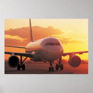 Airbus A320 - Backing on Sunset Poster