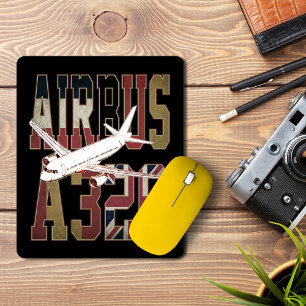 Airbus a320 Jetliner. Vintage European Flags Mouse Pad