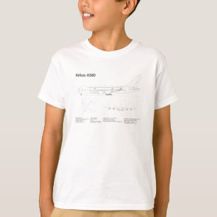 Airbus a380 - Aeroplane Blueprint Drawing Plans BD T-Shirt
