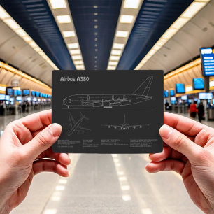 Airbus a380 - Aeroplane Blueprint Drawing Plans PD Postcard