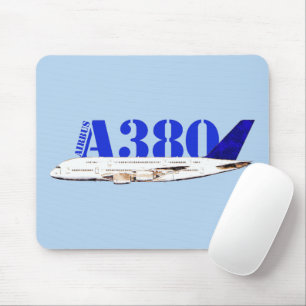 Airbus A380 Aeroplane Watercolor drawing Mouse Pad