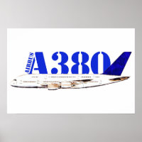 Airbus A380 Aeroplane Watercolor drawing