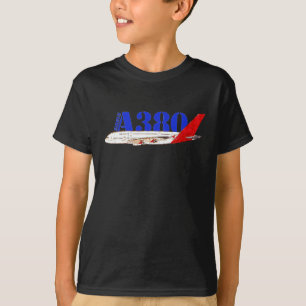 Airbus A380 Illustration with Bold Red Tail Design T-Shirt