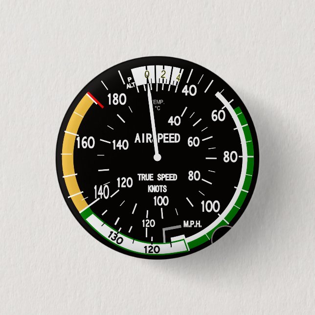 Aircraft Airspeed Indicator Flight Instrument 3 Cm Round Badge (Front)