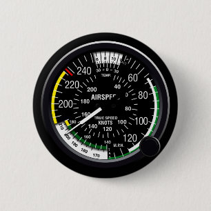 Aircraft Airspeed Indicator Gauge 6 Cm Round Badge