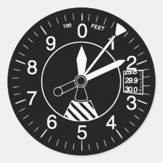 Aircraft Altimeter Gauge Classic Round Sticker