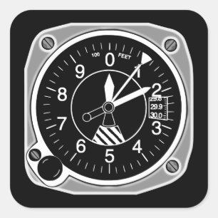 Aircraft Altimeter Instrument Square Sticker