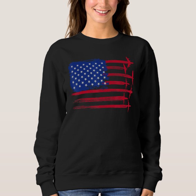 Aircraft American Flag Aeroplane Pilot 4th Of July Sweatshirt (Front)