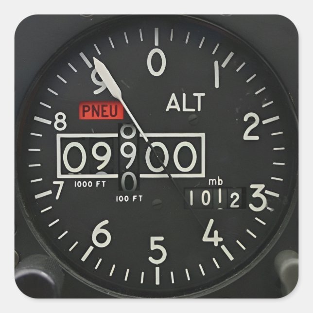 Aircraft Avionics Altimeter Square Sticker (Front)