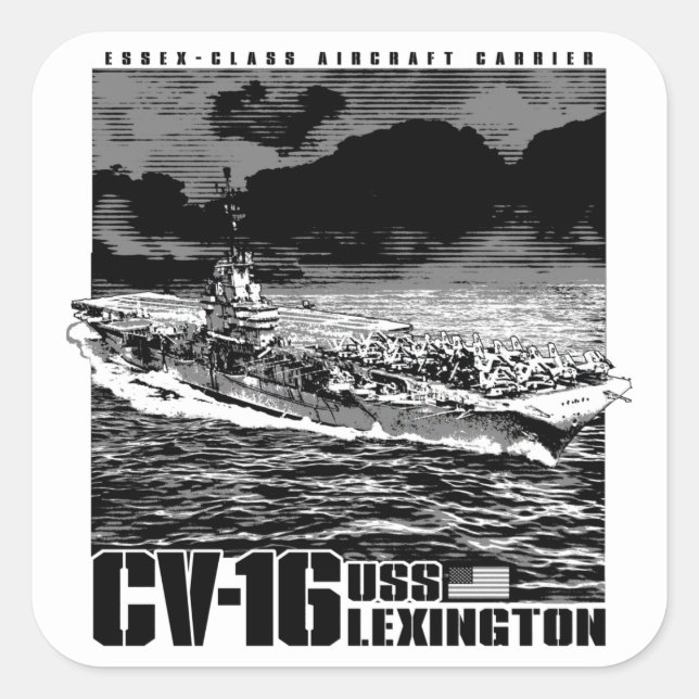 Aircraft carrier CV-16 Square Sticker (Front)