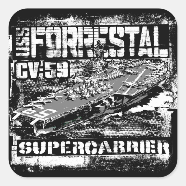 Aircraft carrier Forrestal Square Sticker Sticker (Front)