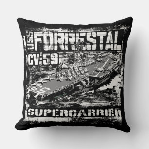 Aircraft carrier Forrestal Throw Pillow