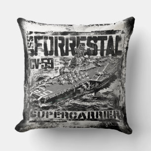 Aircraft carrier Forrestal Throw Pillow