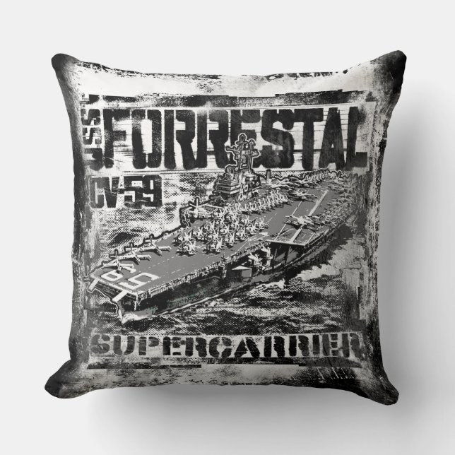 Aircraft carrier Forrestal Throw Pillow (Front)