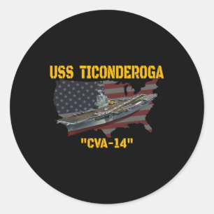 Aircraft Carrier Uss Ticonderoga Cva-14 Veterans D Classic Round Sticker