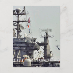 Aircraft Carriers Helicopters Ships Navy Sailors Postcard