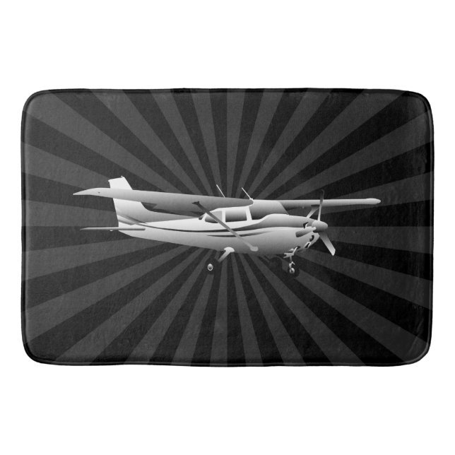 Aircraft Cessna Silhouette Flying Black Sunburst Bath Mat (Front)