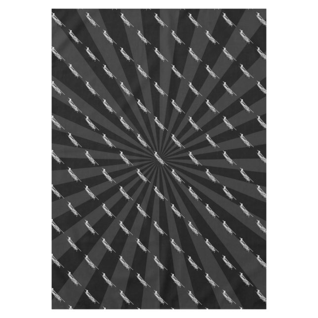Aircraft Cessna Silhouette Flying Black Sunburst Tablecloth (Front)