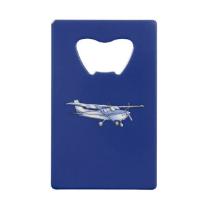 Aircraft  Chrome Cessna Silhouette Flying on Blue