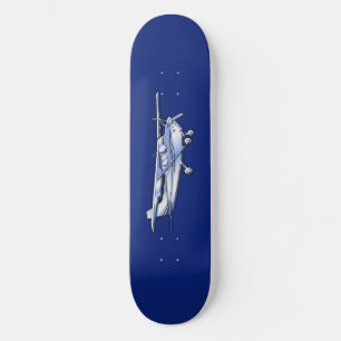 Aircraft Chrome Cessna Silhouette Flying on Blue Skateboard