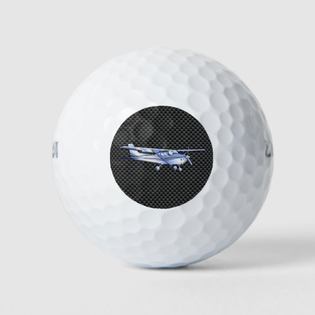 Aircraft Chrome Like Cessna Black Carbon Fibre Golf Balls (Front)