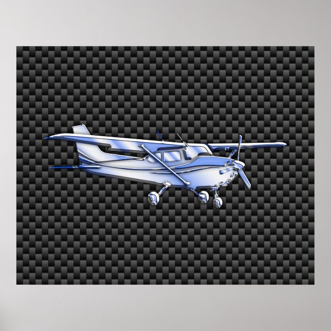 Aircraft Chrome Like Cessna Black Carbon Fibre Poster (Front)