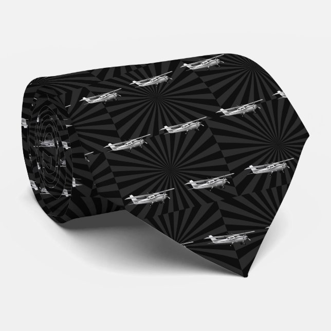 Aircraft Classic Cessna Silhouette Flying Burst Tie (Rolled)