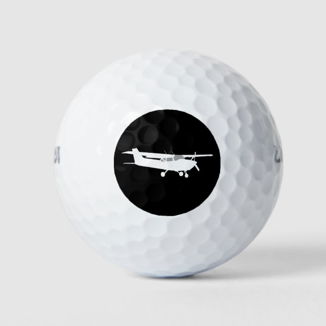 Aircraft Classic Cessna Silhouette Flying on Black Golf Balls (Front)