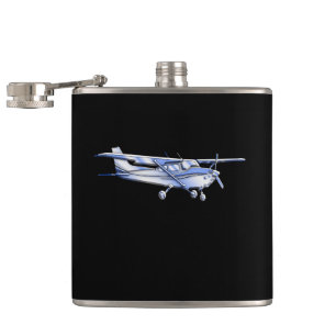 Aircraft Classic Cessna Silhouette Flying on Black Hip Flask