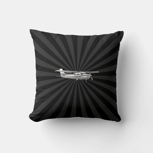 Aircraft Classic Cessna Silhouette Flying Sunburst Cushion (Front)