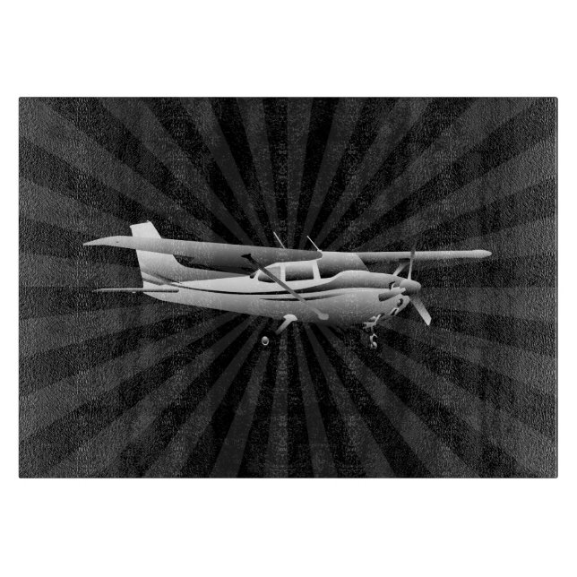 Aircraft Classic Cessna Silhouette Flying Sunburst Cutting Board (Front)