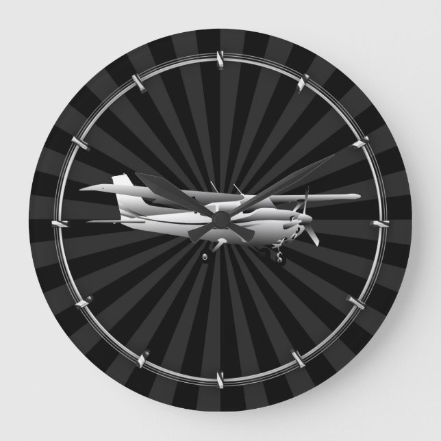 Aircraft Classic Cessna Silhouette Sunburst Large Clock (Front)