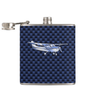 Aircraft Classic Chrome Cessna Flying Carbon Fibre Hip Flask