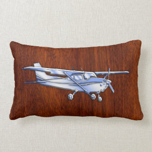 Aircraft Classic Chrome Cessna Flying Mahogany Lumbar Cushion