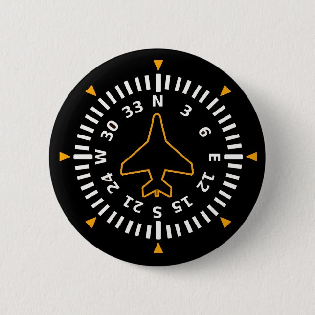 Aircraft Compass Flight Instrument 6 Cm Round Badge (Front)